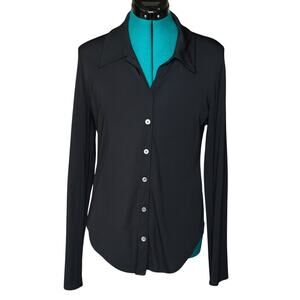 Aritzia Wilfred Black Button Front Long Sleeve Shirt Women’s Large